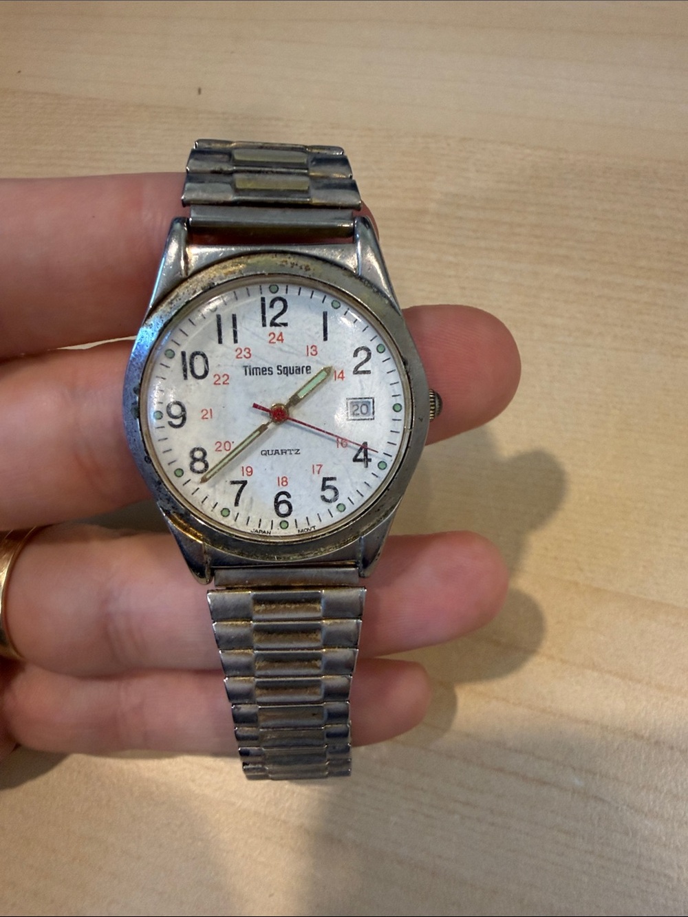 Times Square Silver-Tone Men's Quartz Watch - White Dial
